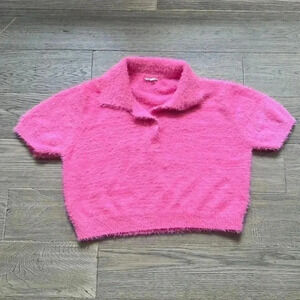 Garage  | Fuzzy hot pink Barbie inspired cropped sweater